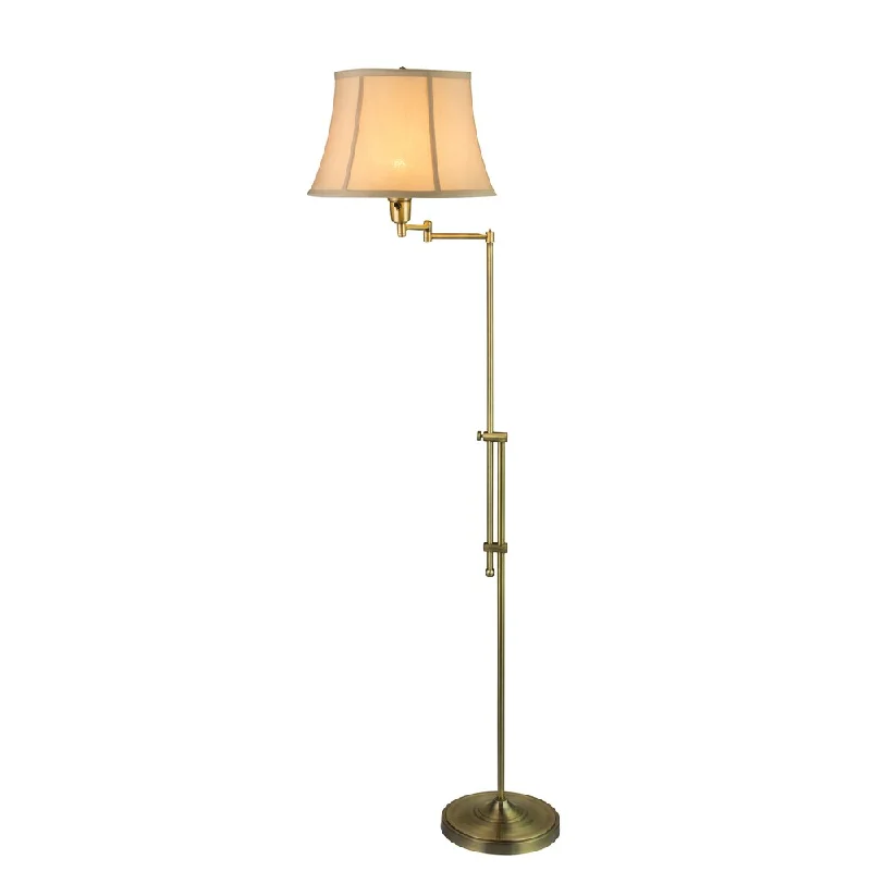 Modern Minimalist Floor Lamp for Contemporary Living RoomsFangio Lightings #1419AB 44.5-55-inch Adjustable Swing Arm Metal Floor Lamp in Antique Brass