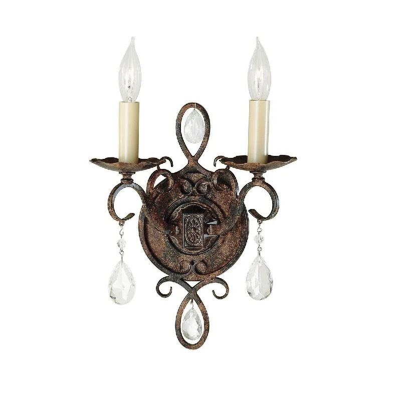 Glass Floor Lamp with Frosted Shades for Soft Diffused LightFeiss Chateau 2 Light Bronze Wall Light - Crystal Drops