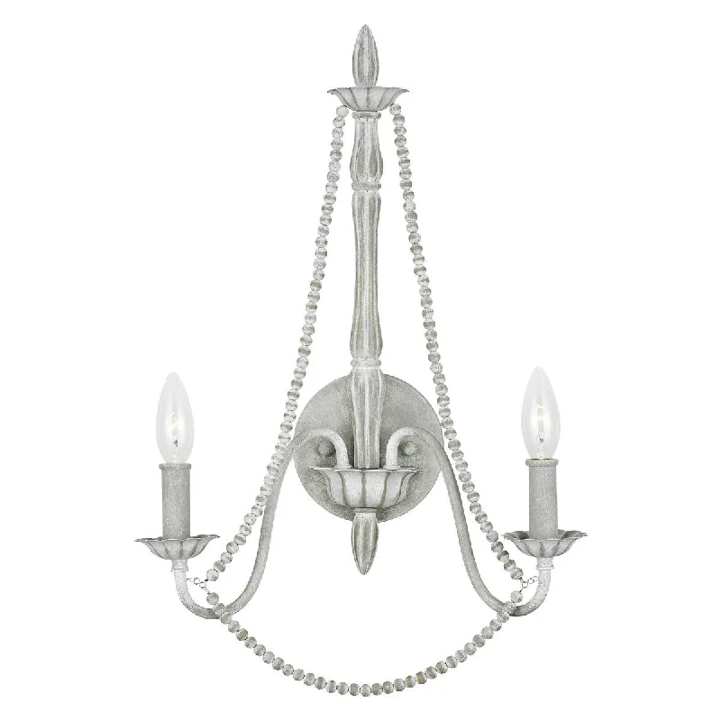 Victorian Style Floor Lamp for Traditional and Elegant InteriorsFeiss Maryville 2 Light Grey & Wood Beads Wall Light