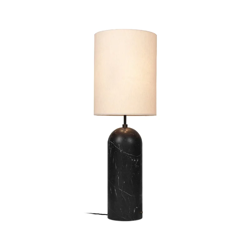 Wood Floor Lamp with Natural Grain for a Warm and Organic FeelGravity 10012260 XL High Floor Lamp - Black Marble/Canvas Shade