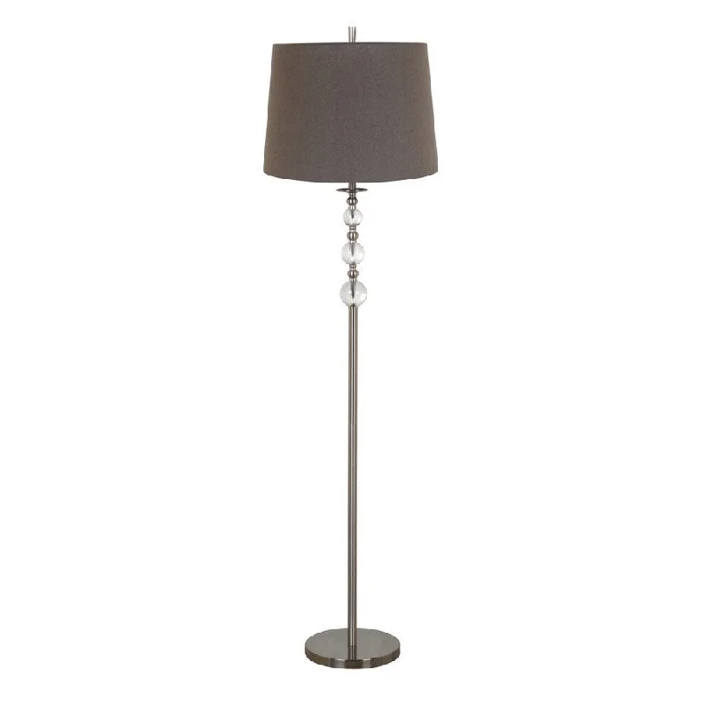  Way Switch Floor Lamp for Multiple Light Intensity LevelsGrey Glass/Iron/Linen 60.5-inch Hardback Shade Brushed Nickel Finish Stacked Acrylic Glass Ball Floor Lamp