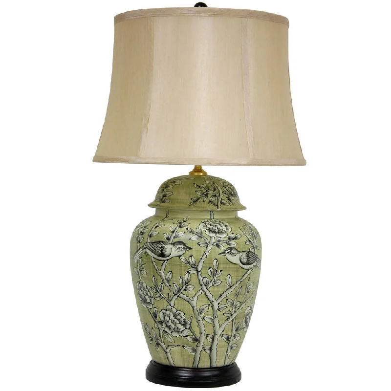 Industrial Style Floor Lamp with Exposed Bulbs for Loft ApartmentsHandmade Russet Birds and Flowers Porcelain Vase Lamp (China)