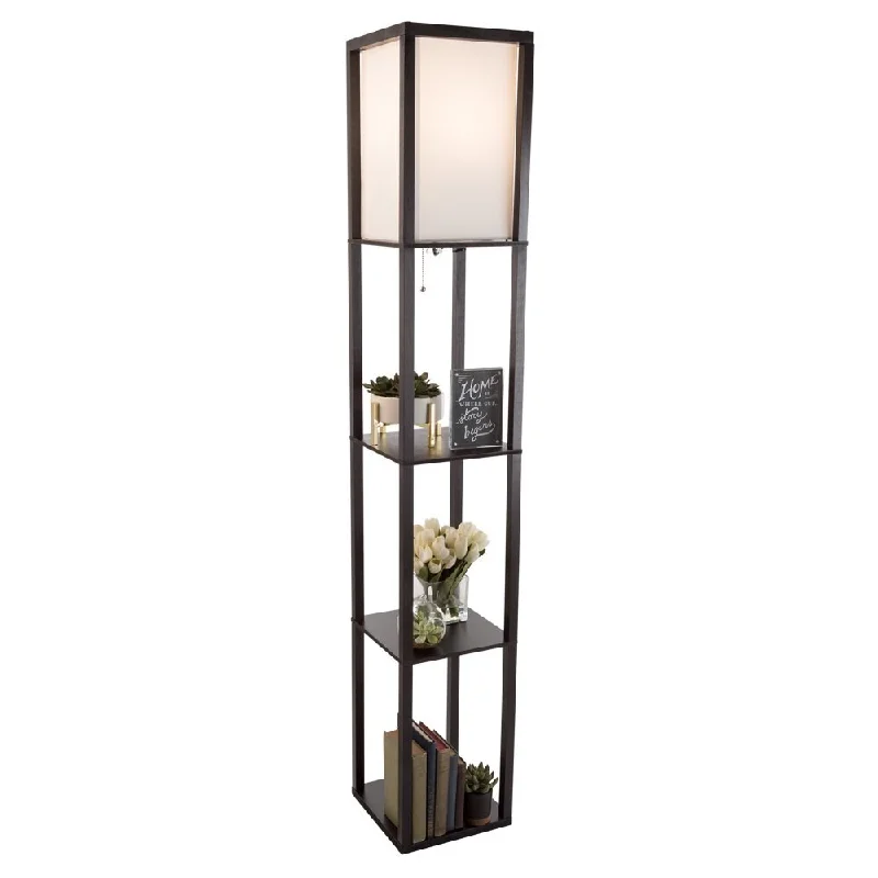 USB Charging Port Floor Lamp for Convenient Device ChargingHome Floor Lamp - Etagere Style Standing Light with 3 Tiers of Storage Shelving for Accent Décor Organization -