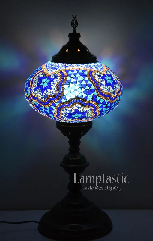 Victorian Style Floor Lamp for Traditional and Elegant InteriorsLarge Blue Turkish Mosaic Glass Floor Lamp