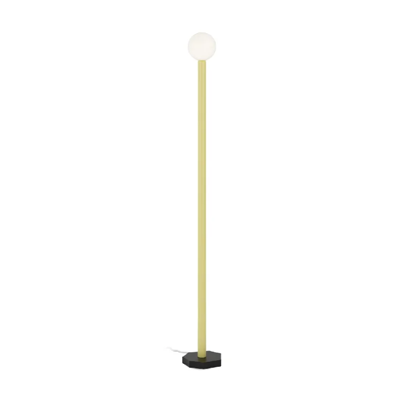 Wood Floor Lamp with Natural Grain for a Warm and Organic FeelOutlines F01 Floor Lamp - Black/White/Light Yellow