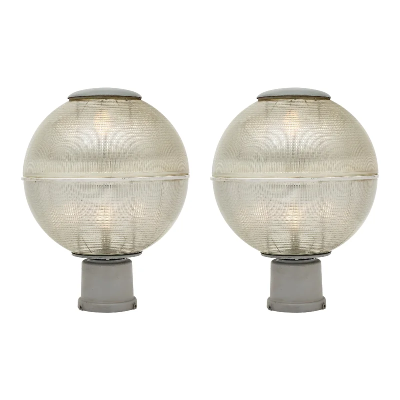 Wood Floor Lamp with Natural Grain for a Warm and Organic FeelPair of Vintage Holophane Globe Lights from Nice