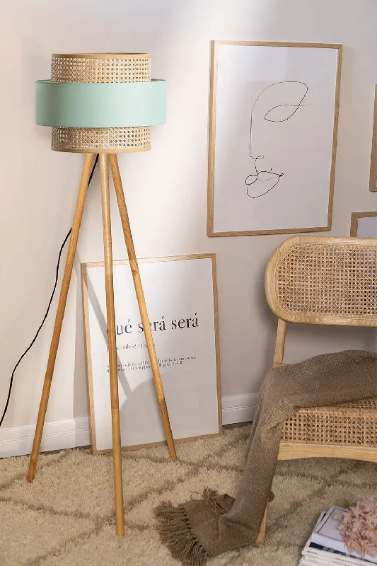 Smart Floor Lamp with Voice Control and Bluetooth ConnectivityRattan Cane Webbing Floor Lamp Bamboo Floor Lamp Cane Floor Lamp -Aidana