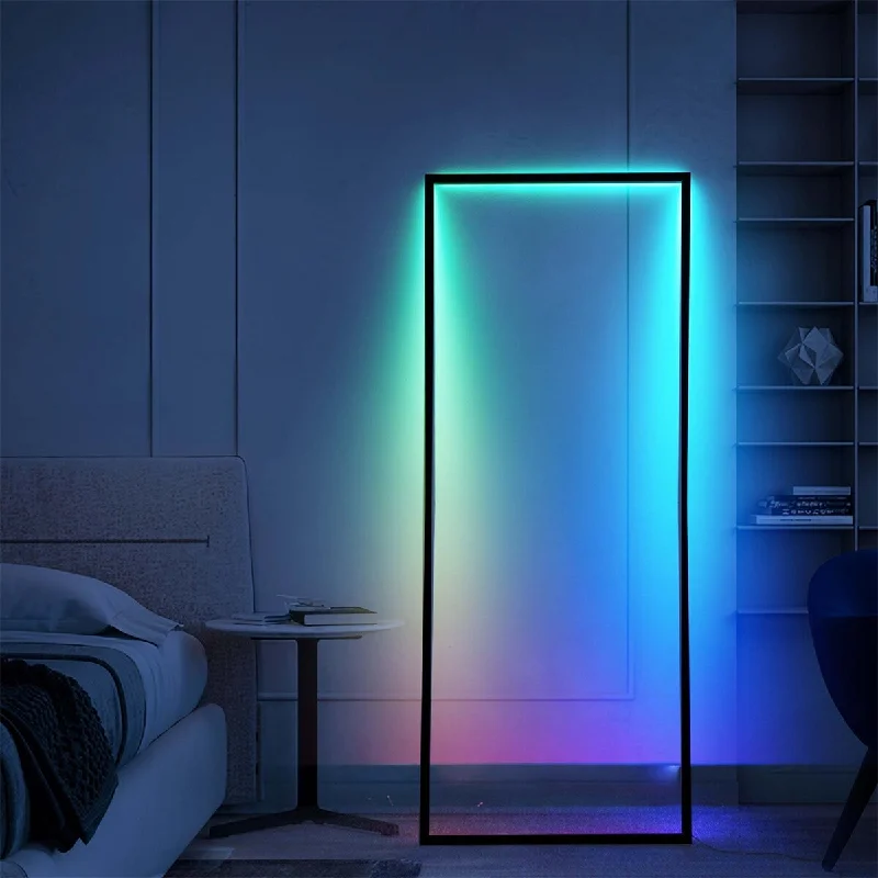 USB Charging Port Floor Lamp for Convenient Device ChargingRGB Frame Floor Lamp with Music Sync