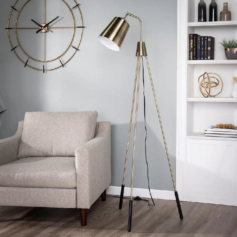 Wood Floor Lamp with Natural Grain for a Warm and Organic FeelStrick & Bolton Moria Tripod Brass Floor Lamp