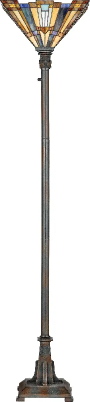Fabric Floor Lamp with a Linen Shade for a Relaxed AestheticInglenook - Torchiere  tiffany vlnt brnz - TFIK9471VA