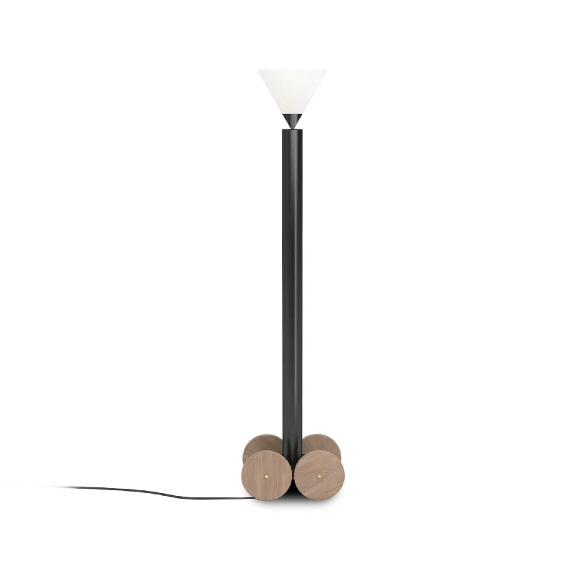 Glass Floor Lamp with Frosted Shades for Soft Diffused LightWheels Floor Lamp - Black