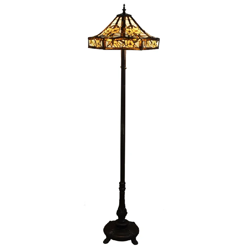 Glass Floor Lamp with Frosted Shades for Soft Diffused LightZuri 18-inch Ivory Tiffany-style Floor Lamp