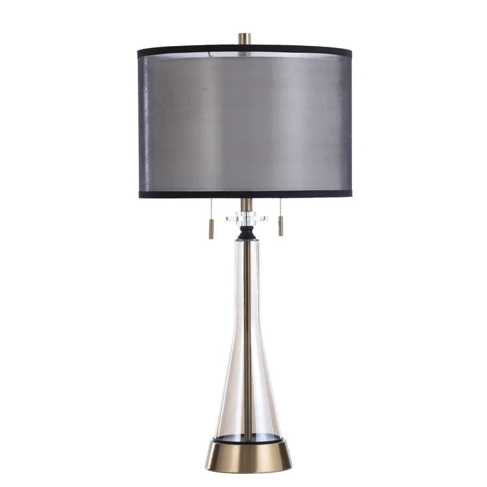leather table lamps with a distressed texture for a rugged charmAmber Glass Table Lamp with Brushed Metal Base