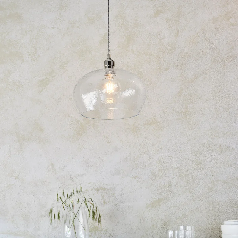 Tropical - Themed Ceiling Lights with Palm - Leaf Shapes and Rattan WrapsAmos Lucid Medium Pendant Dimpled Glass