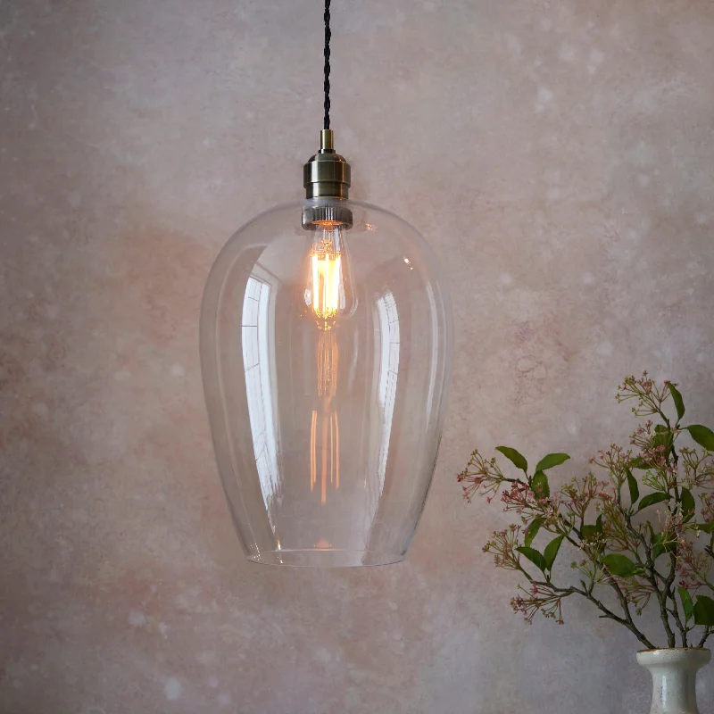 Rustic Ceiling Lights with Reclaimed Wood and Distressed FinishesAmos Lucid Pendant Antique Brass Large