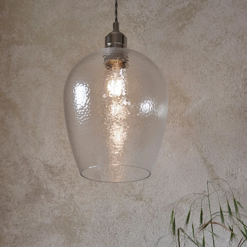 Gothic Ceiling Lights with Dark Metalwork and Pointed ArchesAmos Lucid Small Pendant Dimpled Glass
