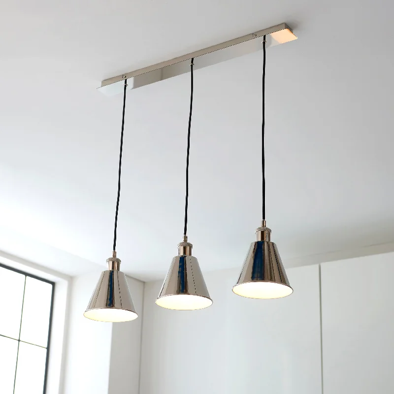 Chinese - Style Ceiling Lights with Red Lantern - Inspired DesignsAmos Maine 3 Bar Pendant Polished Nickel