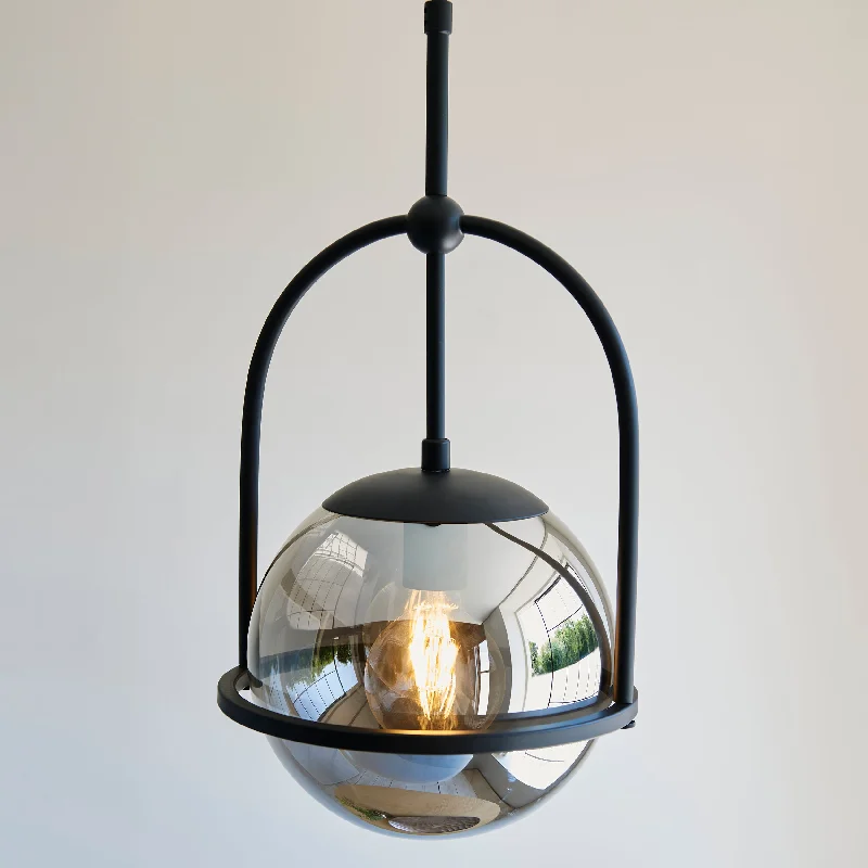 Mediterranean - Style Ceiling Lights with Terra - Cotta and Ceramic DetailsAmos Penthouse Single Pendant Black