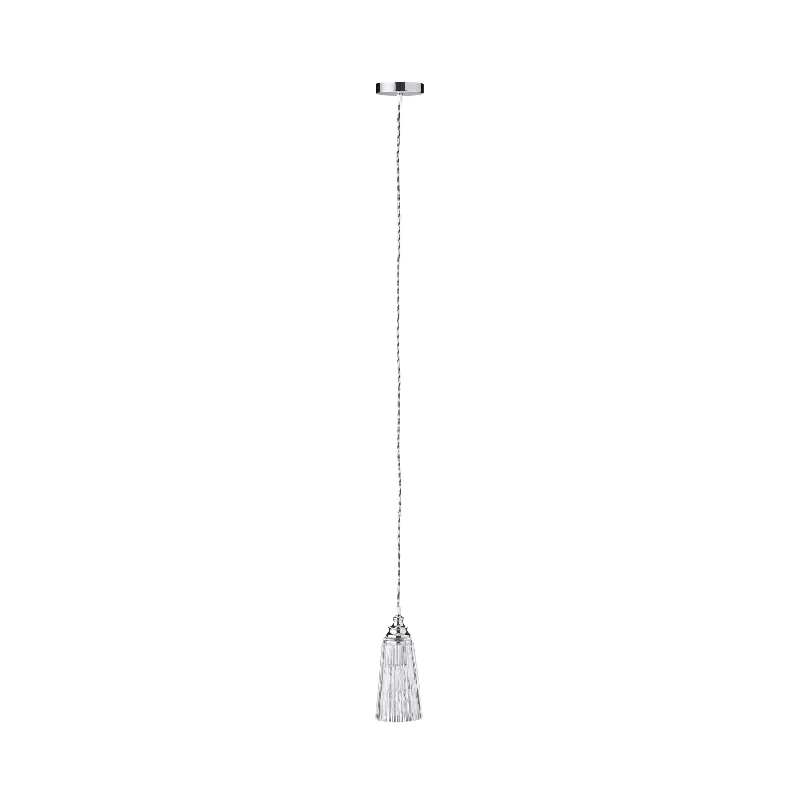Moroccan Ceiling Lights with Colorful Stained Glass and Geometric CarvingsAragon Ribbed Holophane Clear Glass Pendant