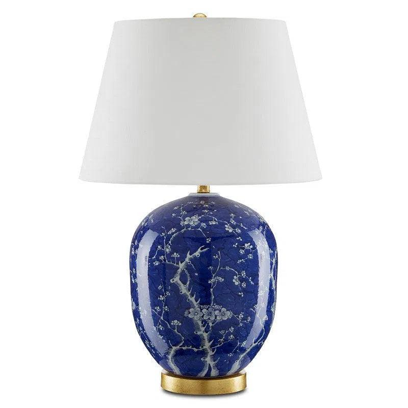 mid century modern table lamps with iconic designs for a stylish studyBlue White Raffia Sakura Table Lamp