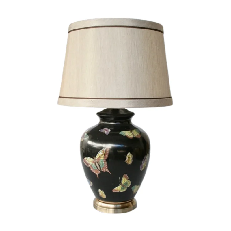 metal table lamps with a matte black finish for a sleek appearanceButterfly black base with shade 72x44.5cm