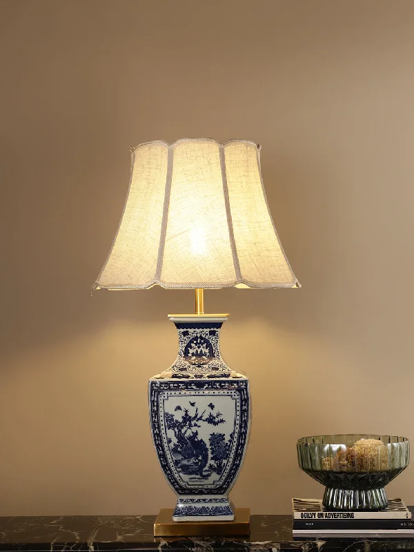 rustic farmhouse table lamps for cozy kitchensClyde Blue-White Porcelain Table Lamp