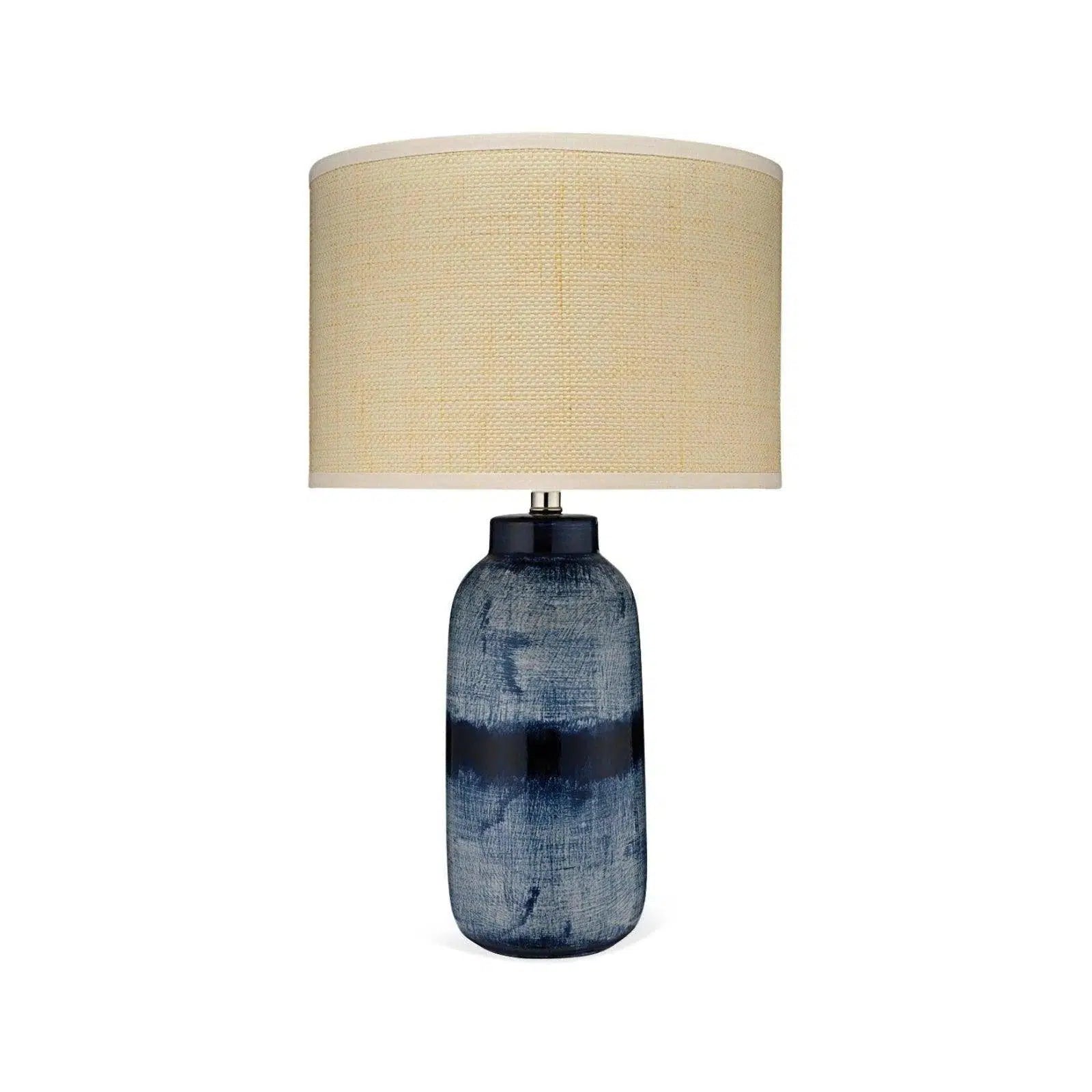 gothic style table lamps with dark finishes for a mysterious lookCoastal Large Batik Blue Ceramic Table Lamp Beige Shade