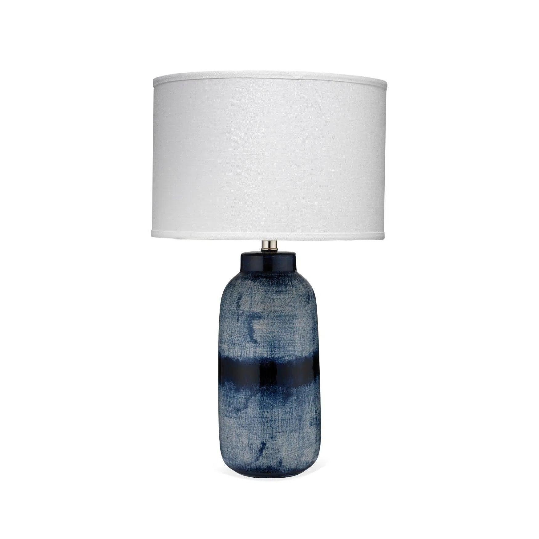 leather table lamps with a distressed texture for a rugged charmCoastal Large Batik Blue Ceramic Table Lamp White Shade