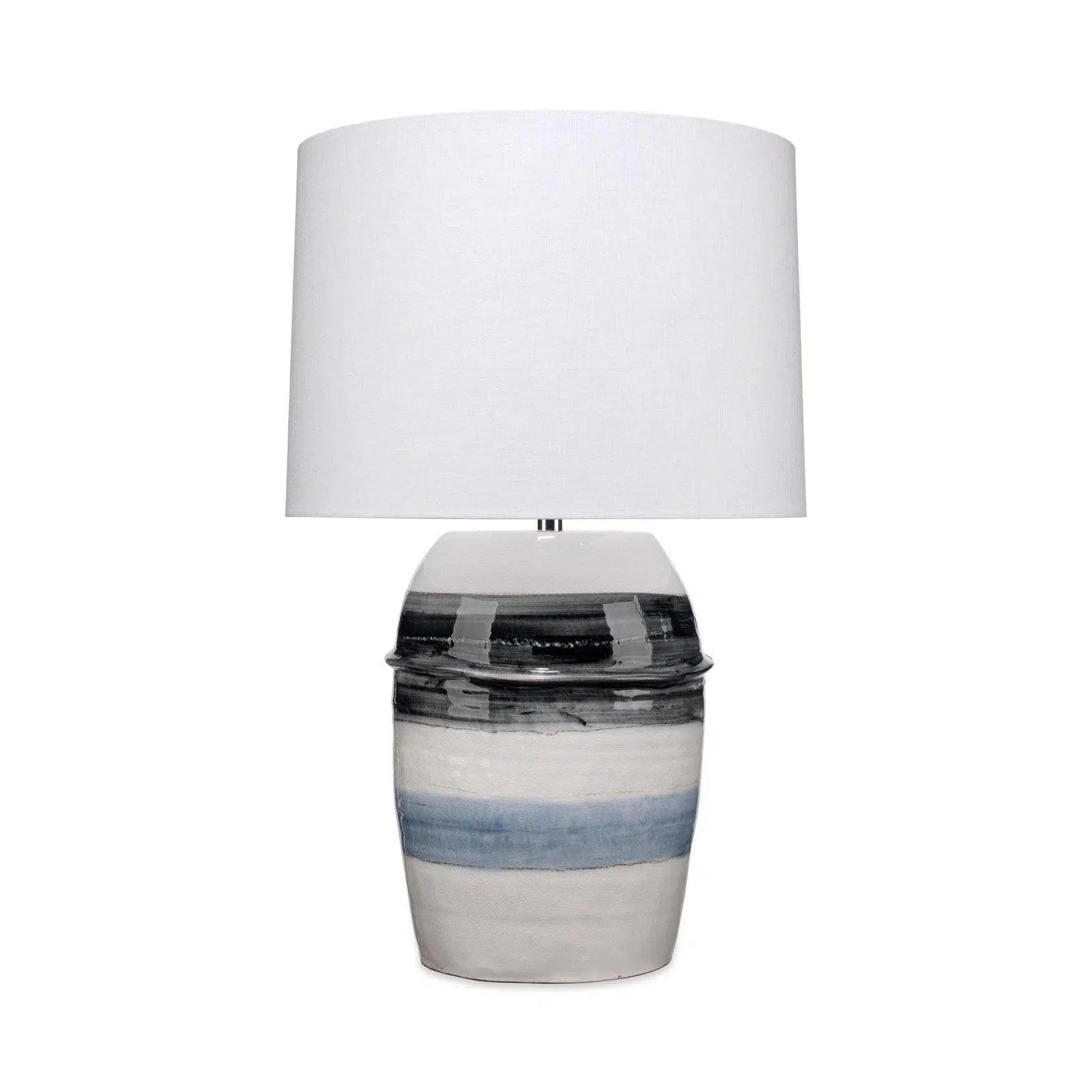 wooden table lamps with natural grain for a warm and organic feelCoastal Style White Ceramic Horizon Striped Table Lamp