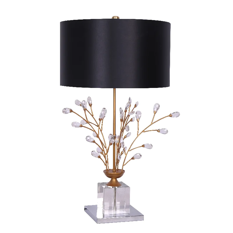 leather table lamps with a distressed texture for a rugged charmCRYSTAL FLOWER TABLE LAMP, GOLD
