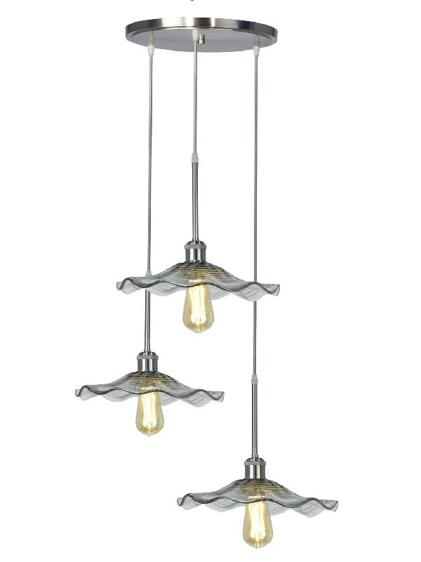 Glass Ceiling Lights with Frosted, Colored, or Etched GlassThree Light Hanging Fixture