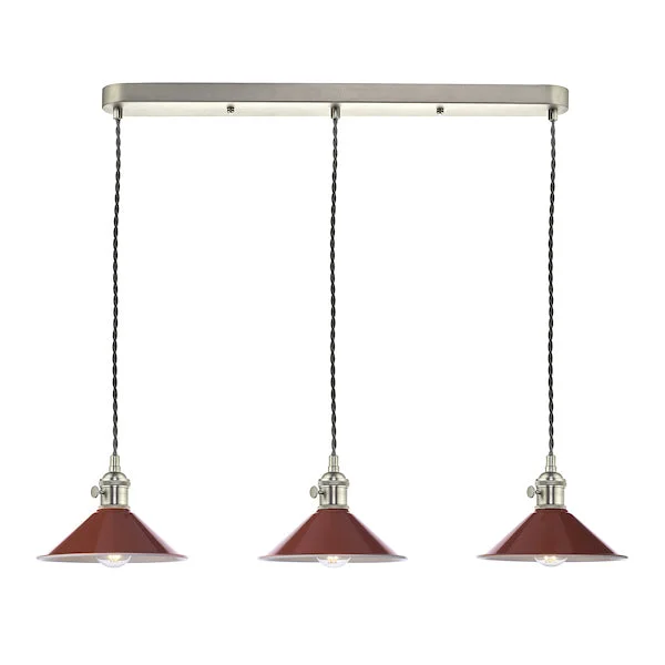 Crystal Ceiling Lights with High - Quality Swarovski CrystalsDar Hadano 3 Bar Light Antique Chrome with Umber Shades