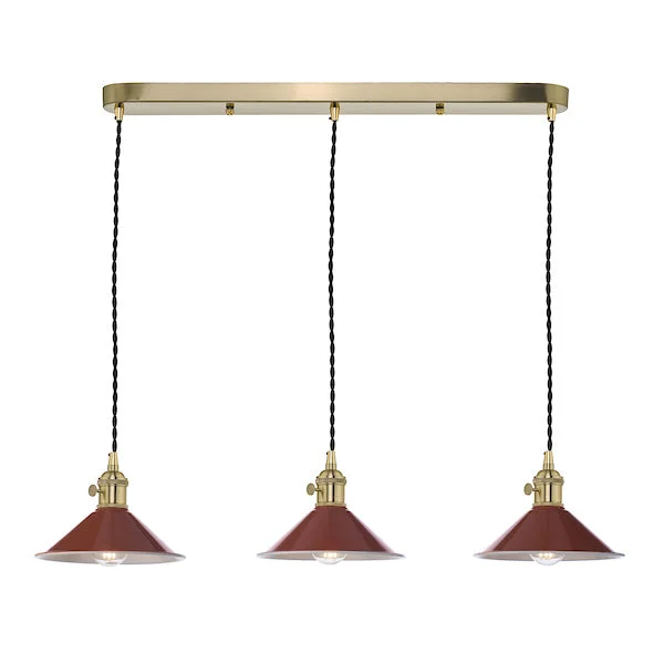 Moroccan Ceiling Lights with Colorful Stained Glass and Geometric CarvingsDar Hadano 3 Bar Light Brass with Umber Shades