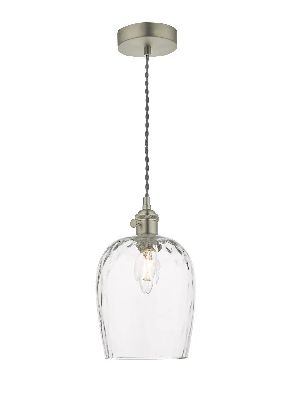 Contemporary Ceiling Lights with Unique, Abstract ShapesDar Hadano Pendant Antique Chrome Dimpled Glass