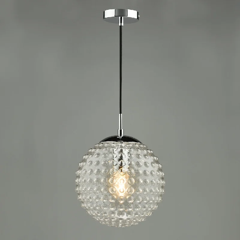 Japanese - Inspired Ceiling Lights with Shoji - Screen - like DiffusersDar Hobnail Pendant Polished Chrome & Clear Glass
