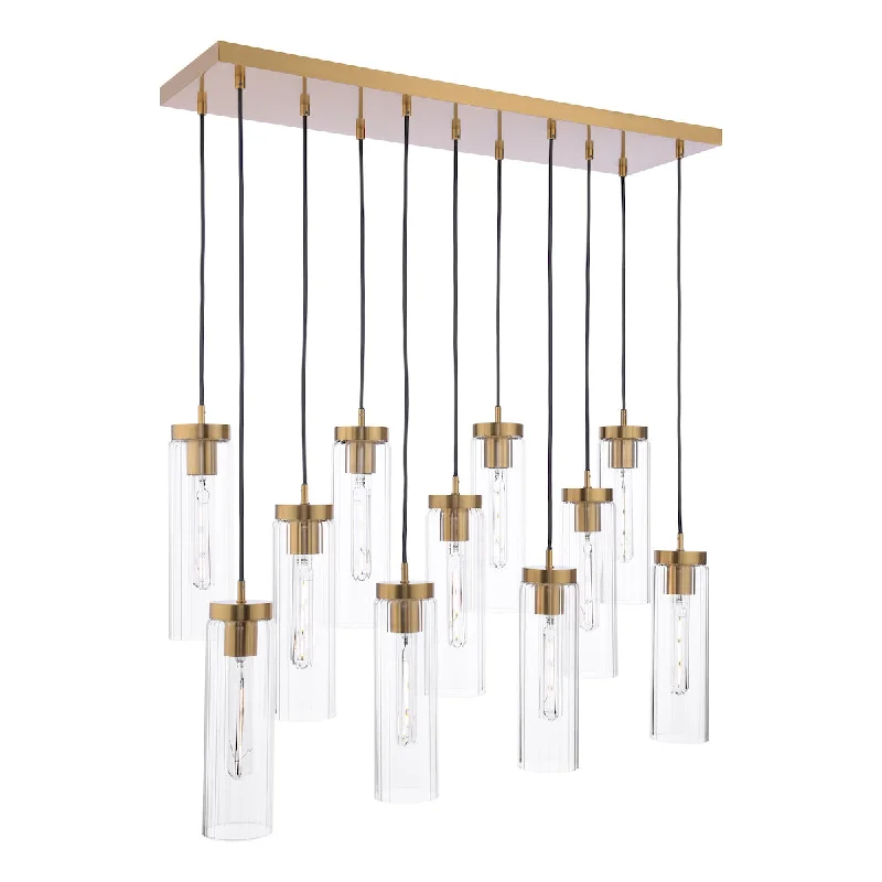 Scandinavian Style Ceiling Lights with Light Wood AccentsDar Jodelle 11 Light Bar Pendant Polished Bronze and Glass