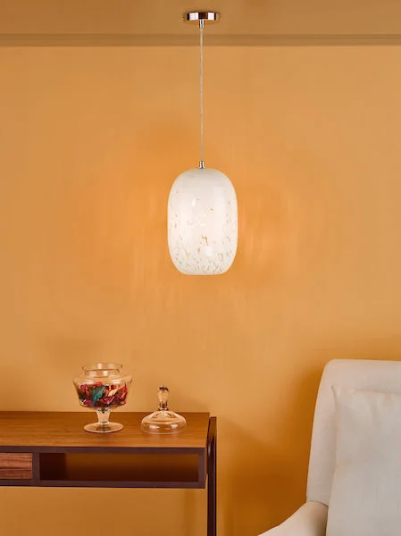 Glass Ceiling Lights with Frosted, Colored, or Etched GlassDar Kari Confetti White Glass Pendant