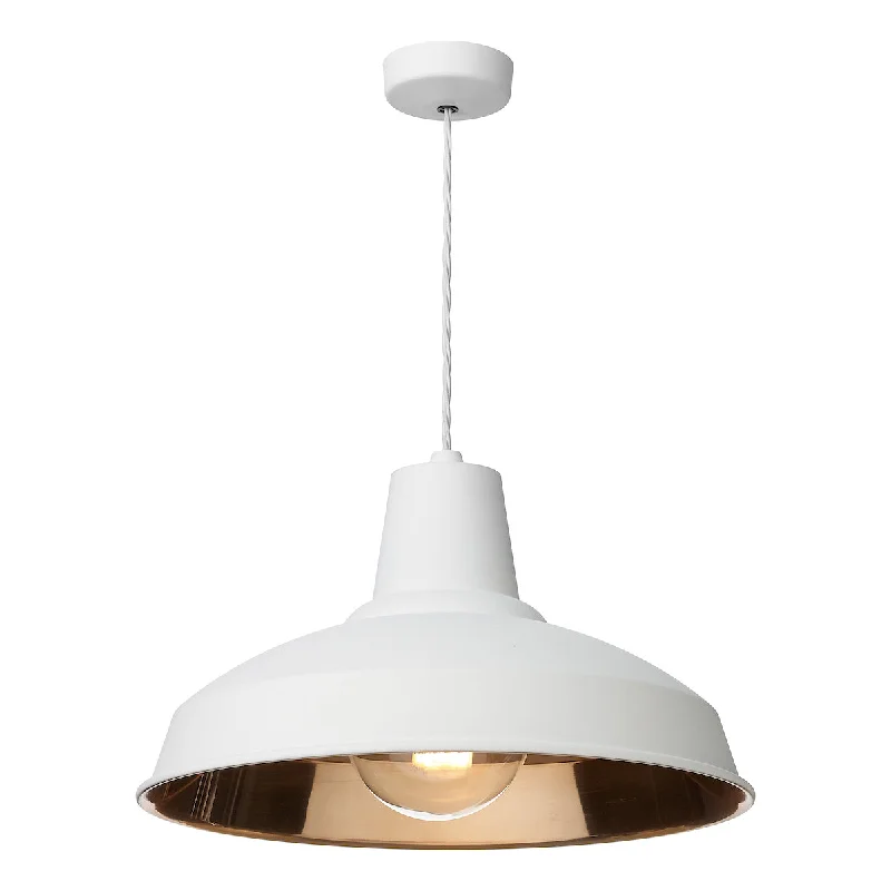 Moroccan Ceiling Lights with Colorful Stained Glass and Geometric CarvingsDavid Hunt Reclamation Pendant Arctic White & Copper