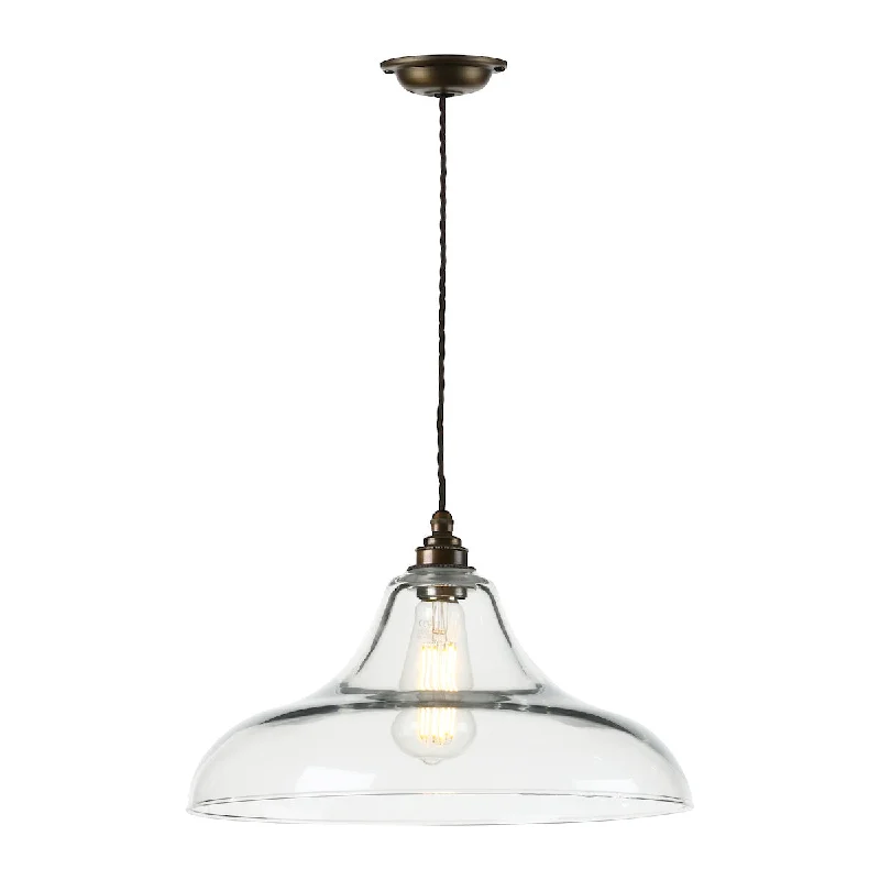 African - Inspired Ceiling Lights with Tribal Patterns and Natural MaterialsDavid Hunt Ruskin Pendant Antique Brass