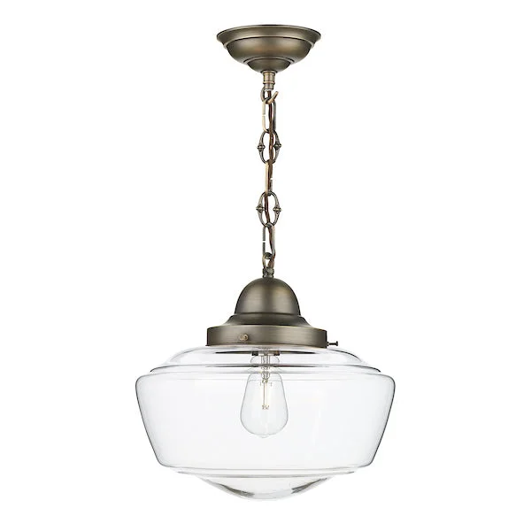 Mid - Century Modern Ceiling Lights with Simple, Sleek LinesDavid Hunt Stowe Pendant Antique Brass with Clear Glass