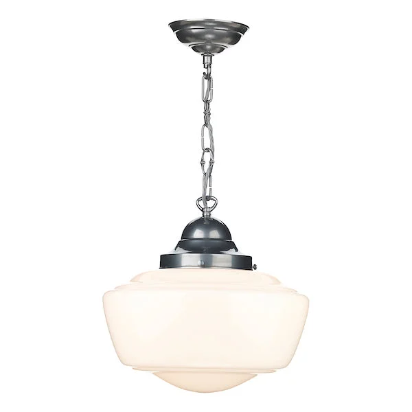 Scandinavian Style Ceiling Lights with Light Wood AccentsDavid Hunt Stowe Pendant Satin Chrome with Opal Glass