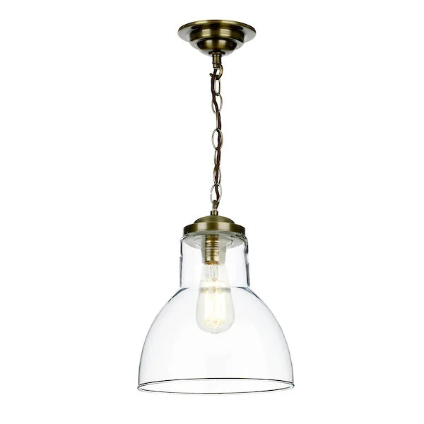 Victorian - Inspired Ceiling Lights with Ornate Crystal ChandeliersDavid Hunt Upton Antique Brass Pendant Small