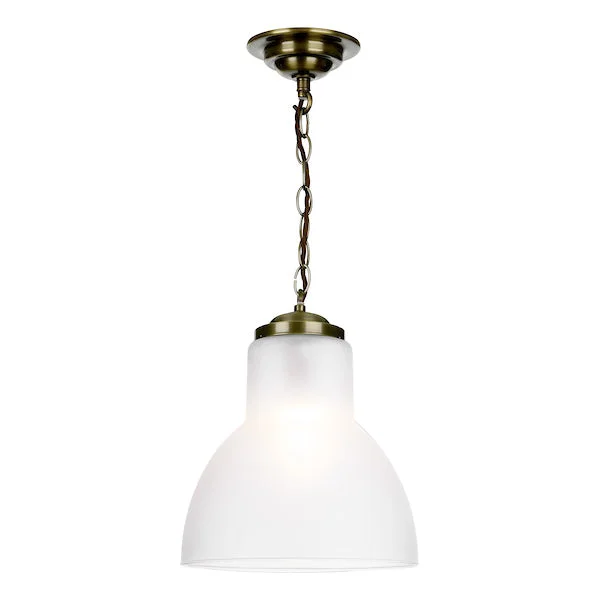 Metal Ceiling Lights in Brass, Copper, Stainless Steel, and IronDavid Hunt Upton Small Antique Brass Pendant with Opal Glass