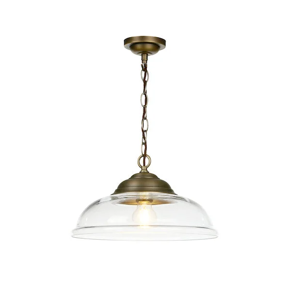 Steampunk Ceiling Lights with Gears, Cogs, and Brass AccentsDavid Hunt Webster Clear Glass & Antique Brass Pendant