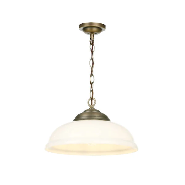 Indian - Themed Ceiling Lights with Intricate Filigree and Mirror WorkDavid Hunt Webster Opal Glass & Antique Brass Pendant