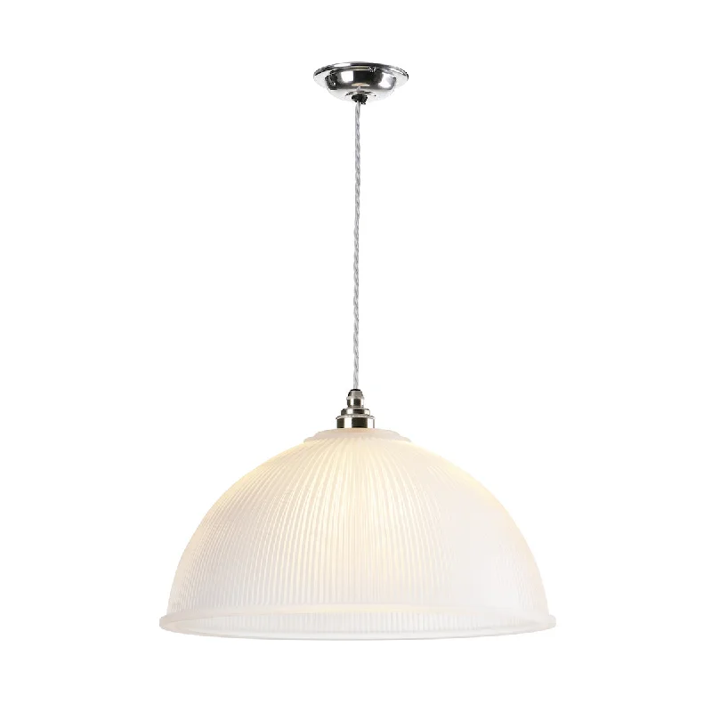 African - Inspired Ceiling Lights with Tribal Patterns and Natural MaterialsDavid Hunt Yeats Large Pendant Chrome