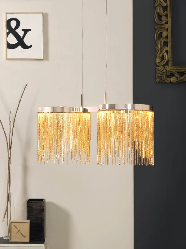 Indian - Themed Ceiling Lights with Intricate Filigree and Mirror WorkDebina Chain LED Double Pendant Light