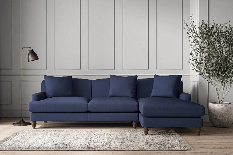 Rustic Ceiling Lights with Reclaimed Wood and Distressed FinishesDeni Large Right Hand Chaise Sofa - Recycled Cotton Navy
