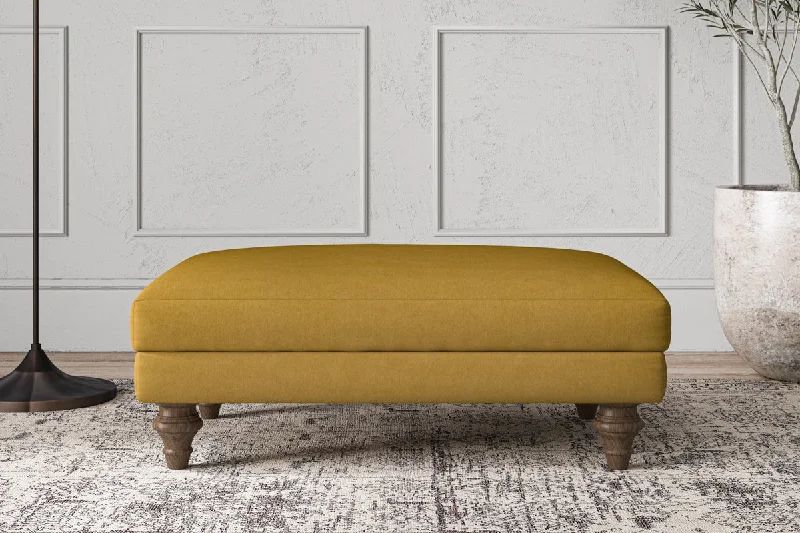 Mediterranean - Style Ceiling Lights with Terra - Cotta and Ceramic DetailsDeni Medium Footstool - Recycled Cotton Ochre