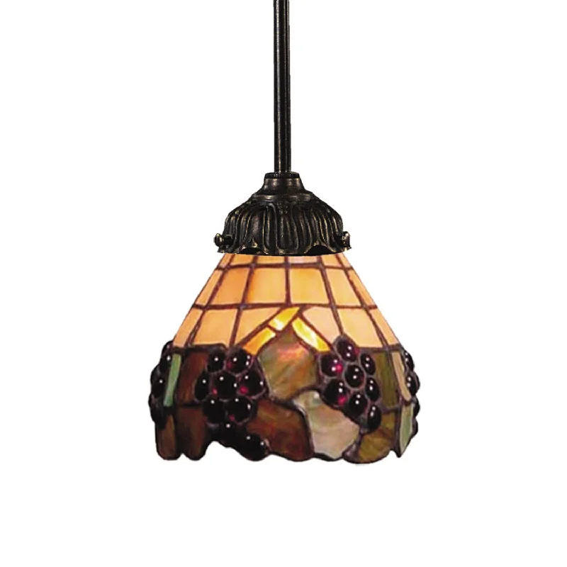 Moroccan Ceiling Lights with Colorful Stained Glass and Geometric CarvingsOne Light Mini Pendant